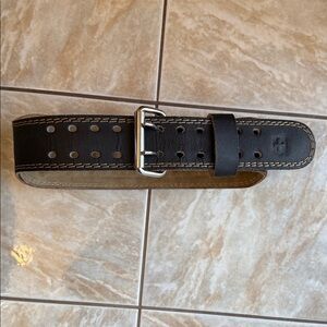 Men's Black Weightlifting Leather Belt